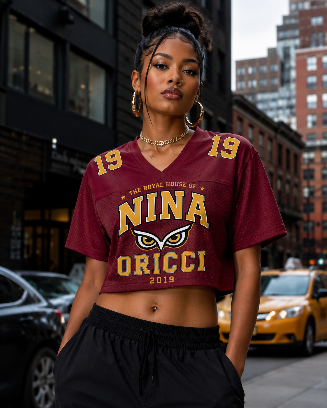 All Eyes On Me Cropped Football Jersey